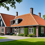 Classic Dutch Home with Tile Roof**

"A charming Dutch house with a classic red tile roof, surrounded by a well-maintained garden, fully clothed people visible in the background, safe for work, appropriate content, professional architecture photography, perfect anatomy, correct proportions, natural pose, modest design, family-friendly, high quality."

**