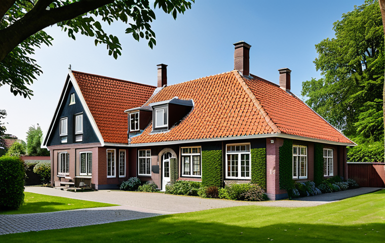 Classic Dutch Home with Tile Roof**
"A charming Dutch house with a classic red tile roof, surrounded by a well-maintained garden, fully clothed people visible in the background, safe for work, appropriate content, professional architecture photography, perfect anatomy, correct proportions, natural pose, modest design, family-friendly, high quality."
**