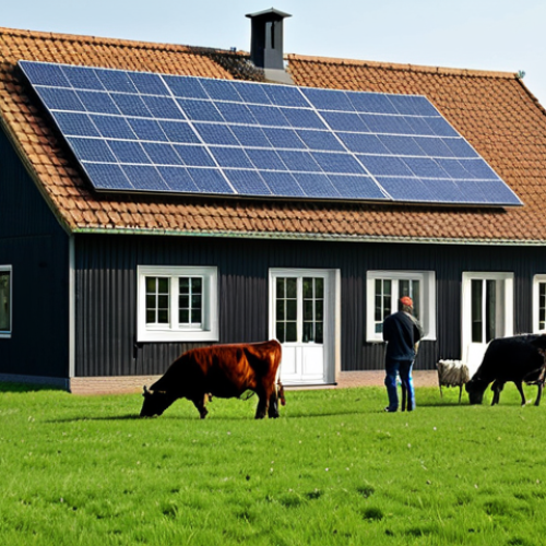 Home 4 전통주택의 태양광 시스템 - Solar Panels on a Farmhouse**
"A traditional Dutch farmhouse with dark, matte solar panels subtly i...